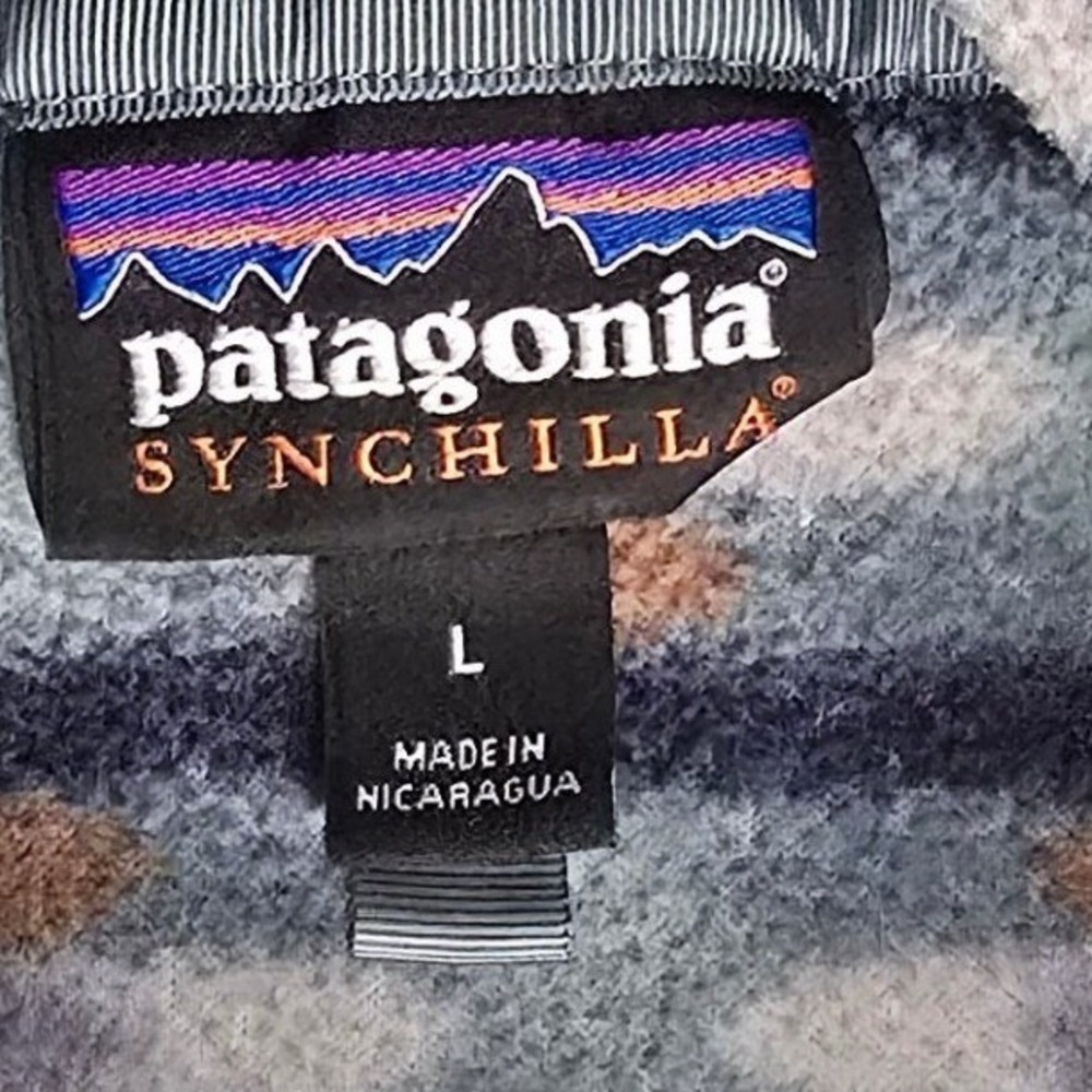 Patagonia Womens Large Synchilla Workwear Fleece 1/4 Snap-up Pullover Aztec Blue - Picture 2 of 7